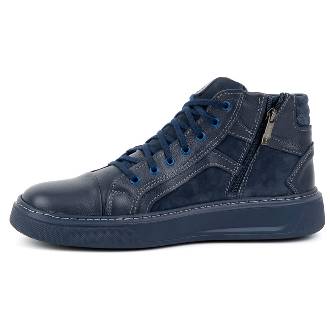 Pánské zimní kožené tenisky 886K navy blue