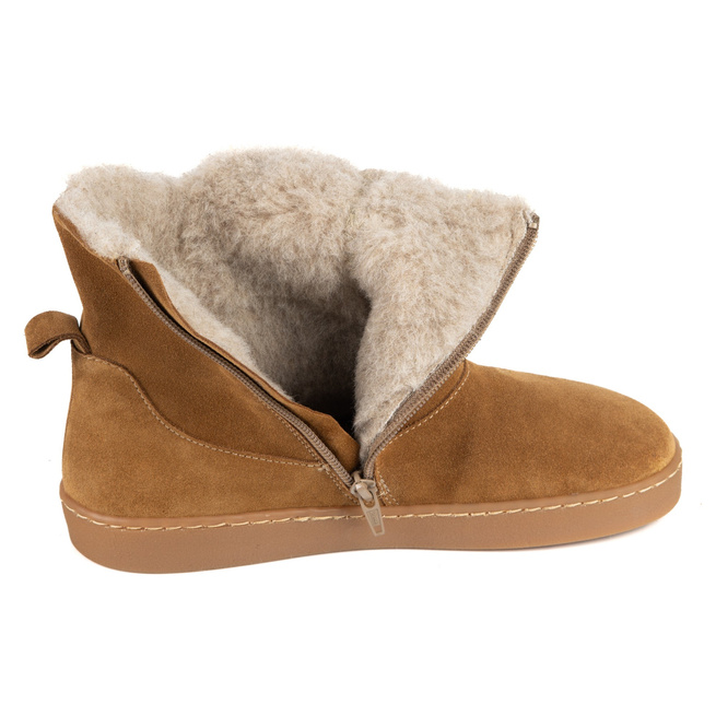 Botki damskie barefoot Olivier Marisol, skóra naturalna, wełna merino rude