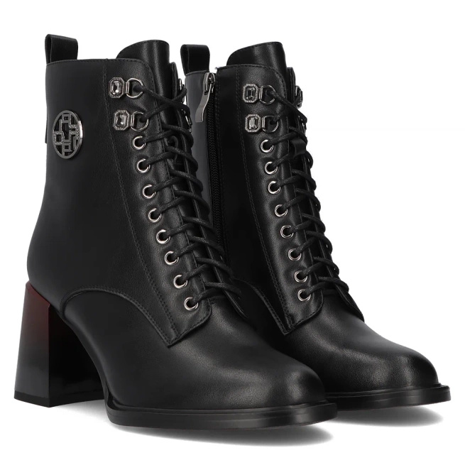 Filippo kožené boty na jehlovém podpatku DBT6316/24 BK černé