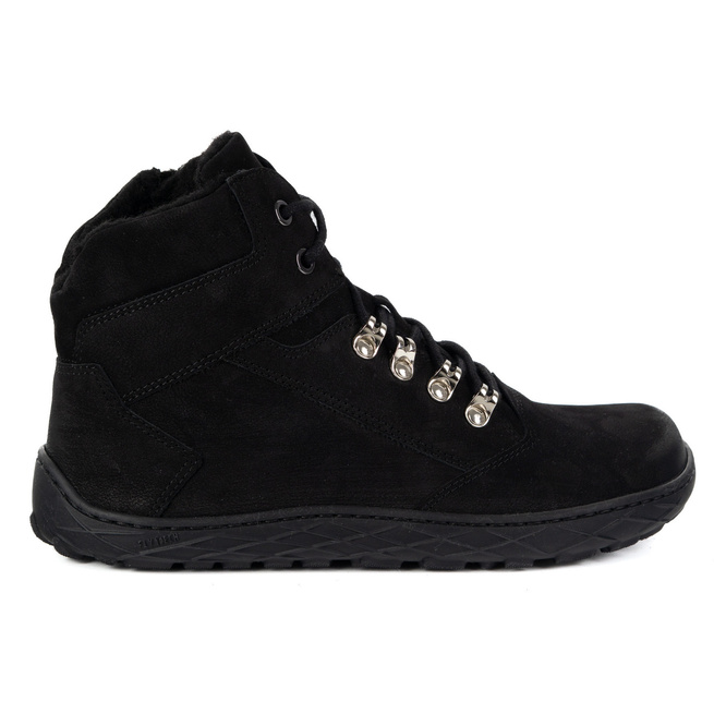 Buty damskie barefoot zimowe skórzane Olivier Astrid ocieplane wełną naturalną czarne