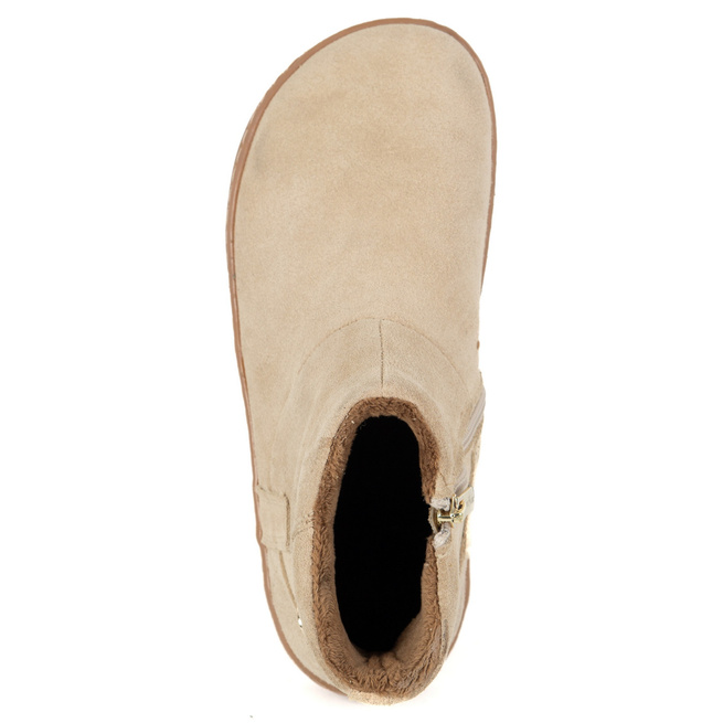Dámské barefoot zimní kožené boty zateplené kožešinou Olivier 202MP beige