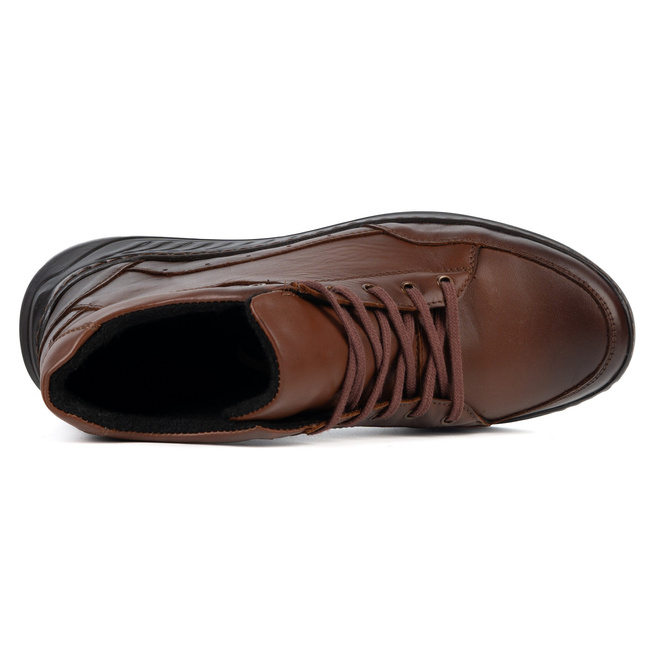 Trzewiki męskie ocieplane do kostki 968MA brąz AX sznurowane