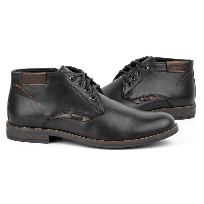 Pánské zimní boty boty kožené 137KAM černé