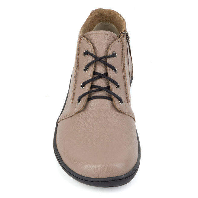 BAREFOOT dámská lehce zateplená kožená kotníková obuv se zipem 787 béžová