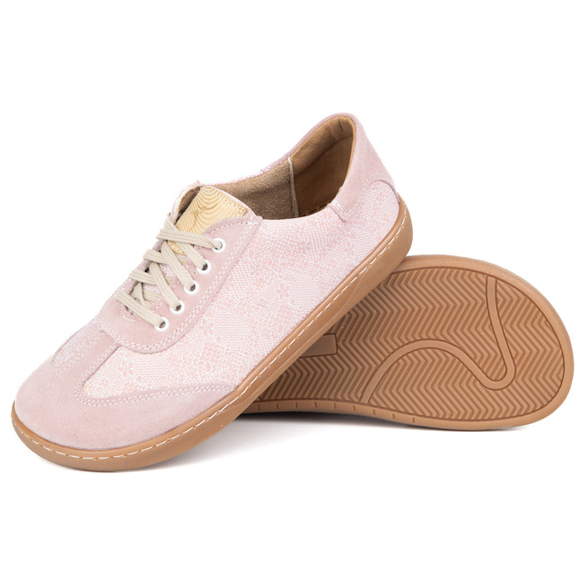 Buty barefoot damskie skórzane Olivier Eliza kwiaty różowe