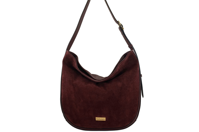 Duża torebka zamszowa na ramię - Bordowa