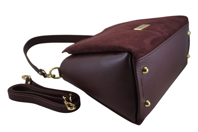 Městská taška z přírodního semiše a kůže - bordó