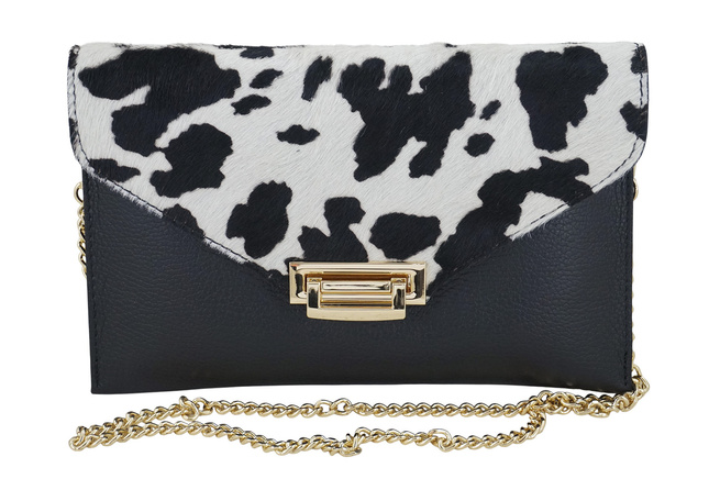 Kožená taška do ruky a přes rameno - černá