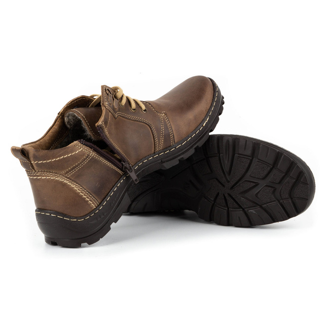 JOKER 592 hnědé pánské zimní kožené boty