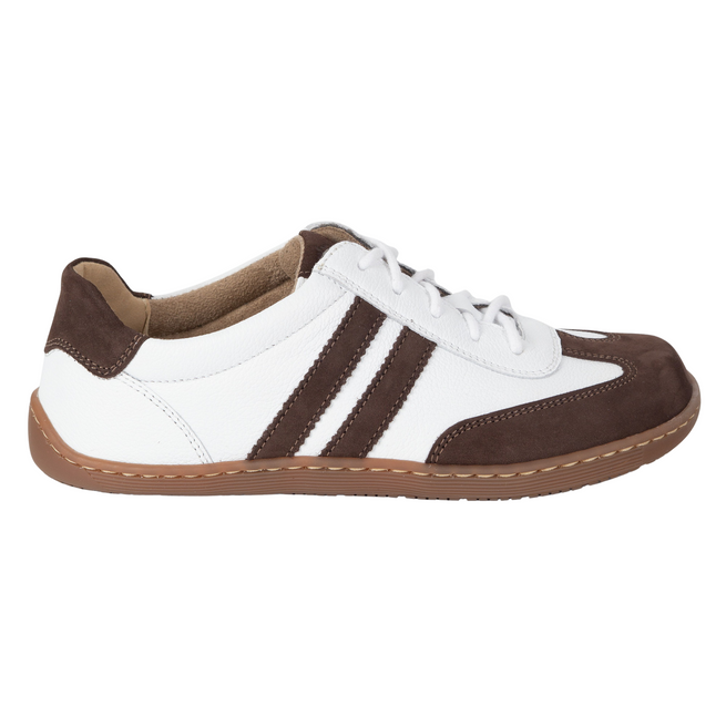 BAREFOOT dámská kožená minimalistická obuv 1287 bílá s hnědým nubukem tenisky