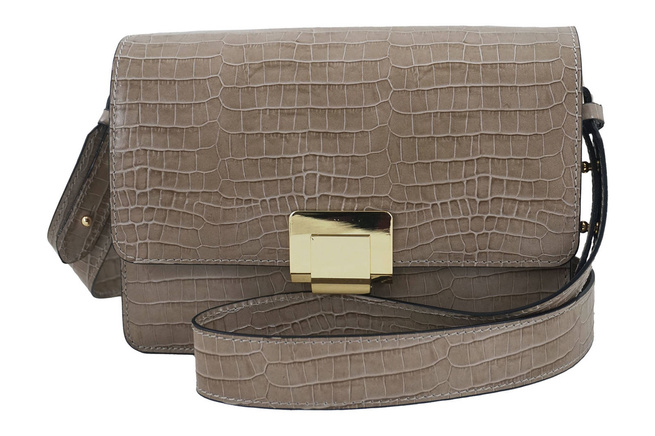 Módní kožená kabelka - CROCO - Béžová