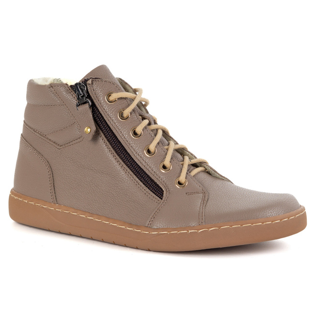 Dámské minimalistické kožené zimní boty barefoot model 1293 cappucino