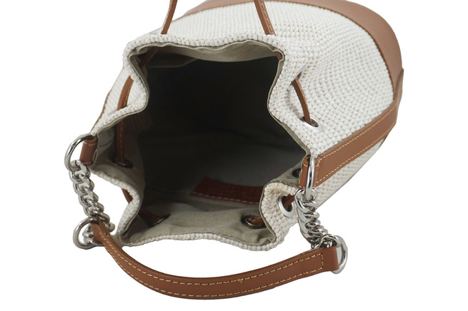 Torebka damska z rafii - Beżowa jasna