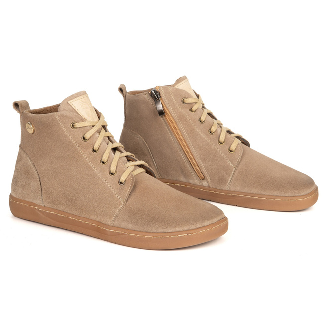 Dámské kožené zimní boty barefoot Z-B04 beige