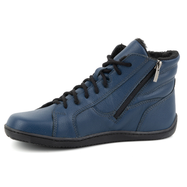 Dámské minimalistické zimní kožené boty barefoot 1261 navy blue