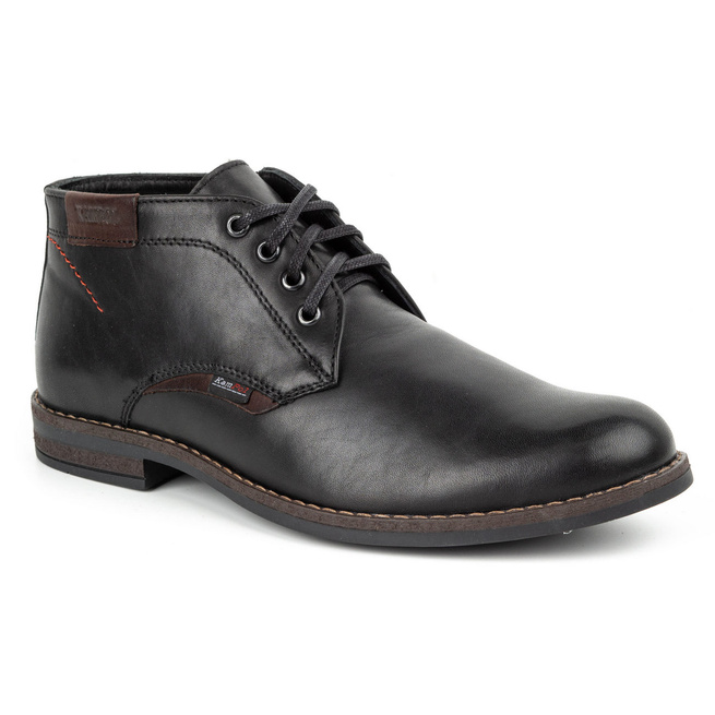 Pánské zimní boty boty kožené 137KAM černé