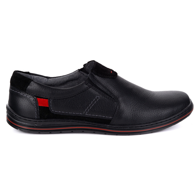 Buty wsuwane męskie ze skóry POLSKIE 800K czarne