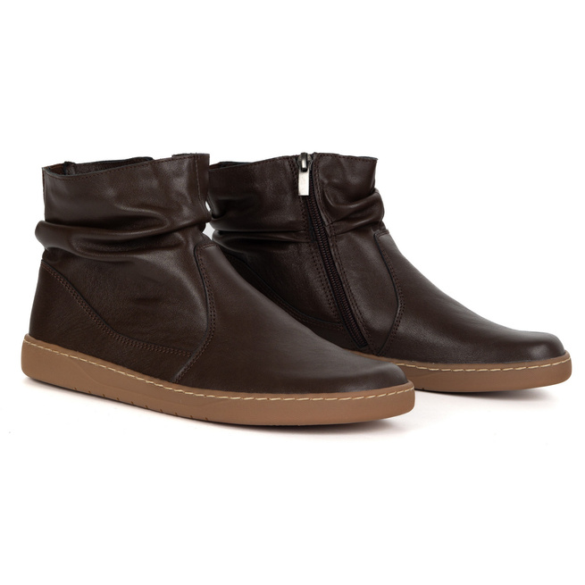 Dámské barefoot boty zateplené zipem 1297 chocolate brown
