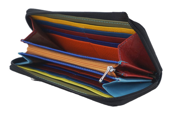 Portfel skórzany z zabezpieczeniem RFID - Czerwony