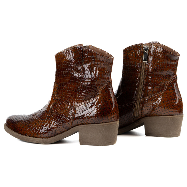 Butdam KW-1 dámské kožené kovbojské boty hnědé