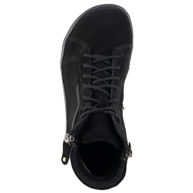 Damskie minimalistyczne buty skórzane zimowe barefoot 1261 czarny welur