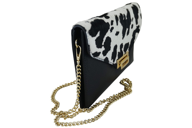 Kožená taška do ruky a přes rameno - černá