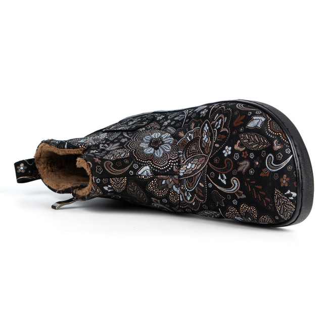 Dámské barefoot kožené zimní boty Z-B07 černé podzimní zip design