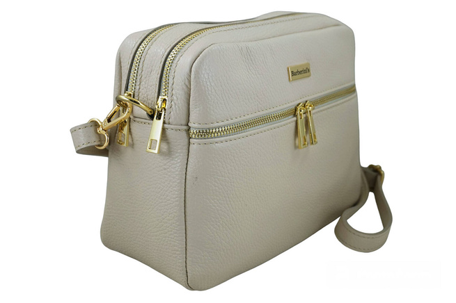 Pojemna torebka skórzana dwukomorowa - Beżowa jasna