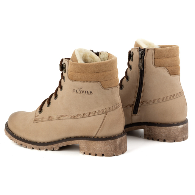 Dámské kožené boty zateplené zimní boty 365BB beige
