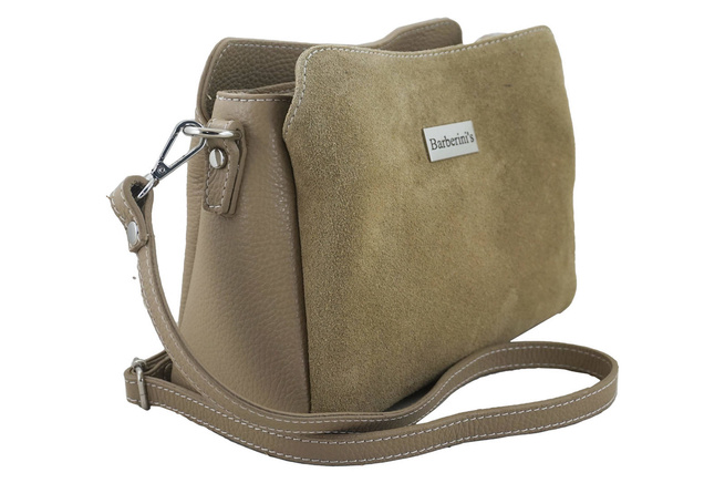 Poštovní taška ze semišové kůže - béžová