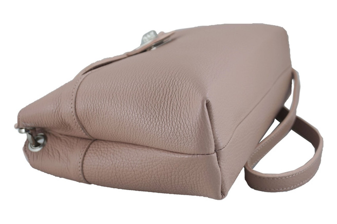 Torebka damska skórzana crossbody Różowa pudrowa