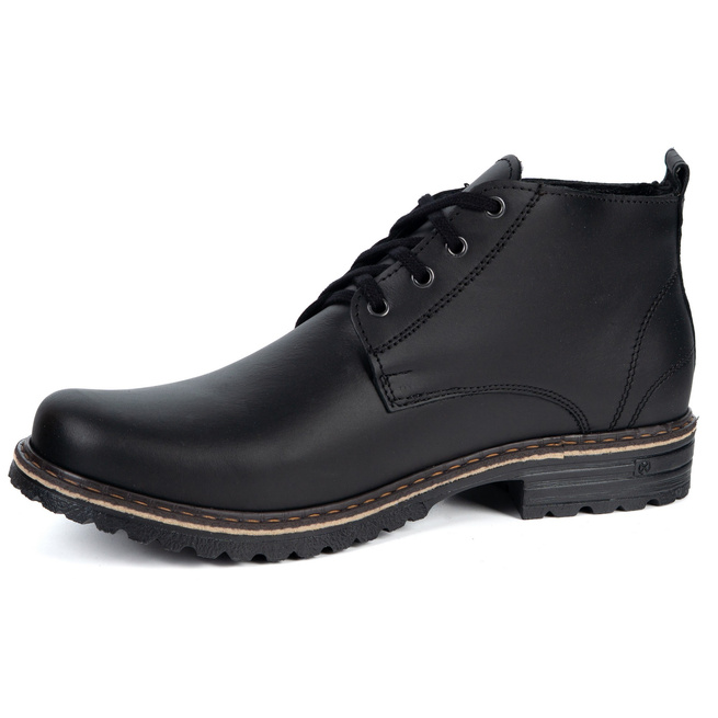 Trzewiki męskie z naturalnej skóry POLBUT 2119S zimowe obuwie miejskie