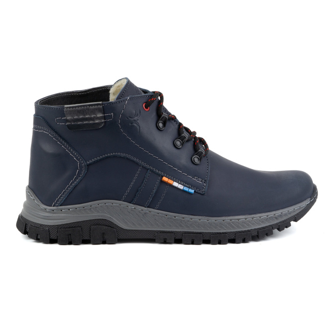 Pánské zimní kožené boty 119GT navy blue