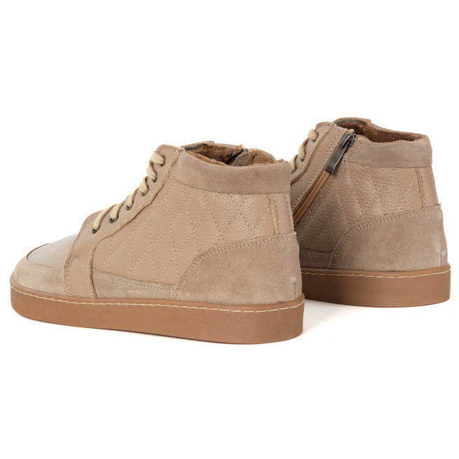 Buty damskie zimowe barefoot skórzane Z-B05 beżowe