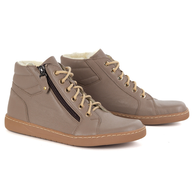 Dámské minimalistické kožené zimní boty barefoot model 1293 cappucino