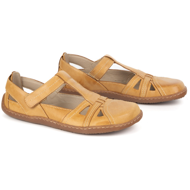 Buty damskie BAREFOOT Ultralekkie półsandały Olivier 1285 na rzep rude