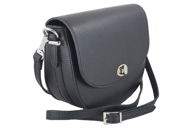 Kožená poštovní taška s ozdobnou sponou - světle modrá