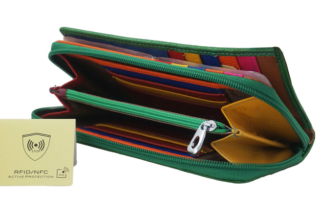 Antykradzieżowy portfel z ochroną RFID - Zielony