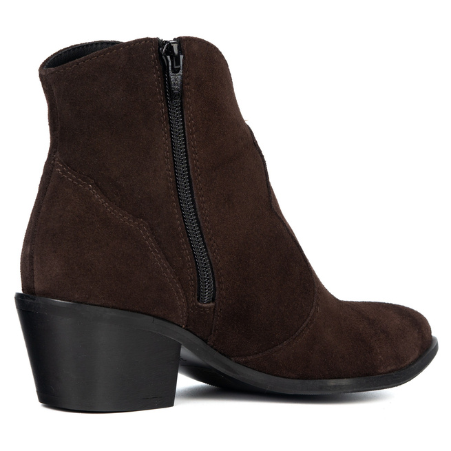 Olivier Monroe - dámské hnědé kožené kovbojské boty ze semiše