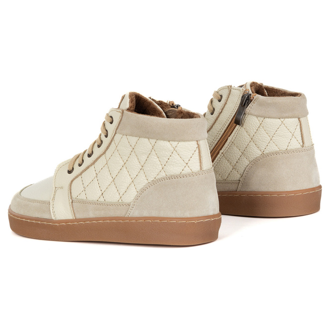 Buty damskie zimowe barefoot skórzane Z-B05 ecru