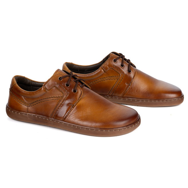 BAREFOOT Męskie buty skórzane sznurowane minimalistyczne 115KZ  brązowe
