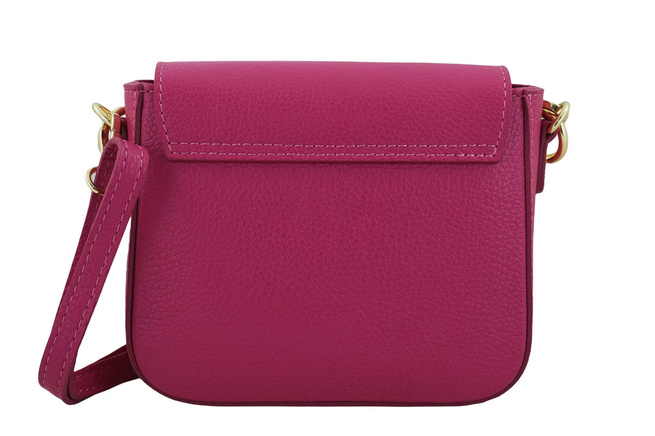Modna torebka skórzana ze złotym łańcuszkiem - Fuksja