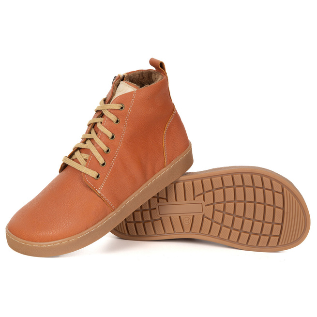 Dámské kožené zimní boty barefoot Z-B04 červené