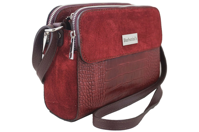 Stylowa torebka crossbody trzykomorowa - Bordowa