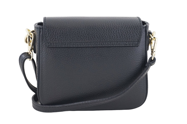 Módní kožená kabelka se zlatým řetízkem - černá