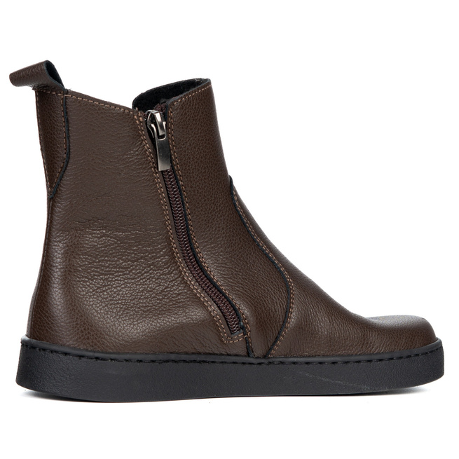 Damskie sztyblety barefoot Brooke na grubszym spodzie brązowe