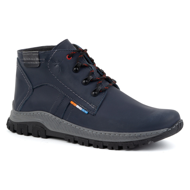 Pánské zimní kožené boty 119GT navy blue