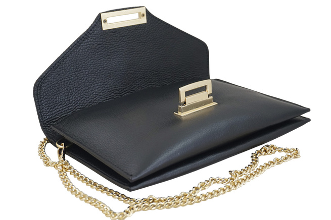 Večerní kožená kabelka s módním potiskem - černá