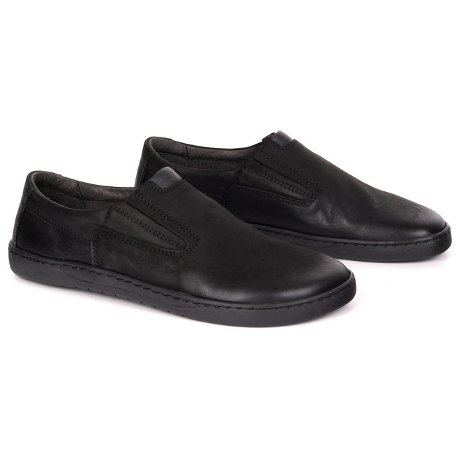 Buty BAREFOOT skórzane czarne męskie 75KZ czarne