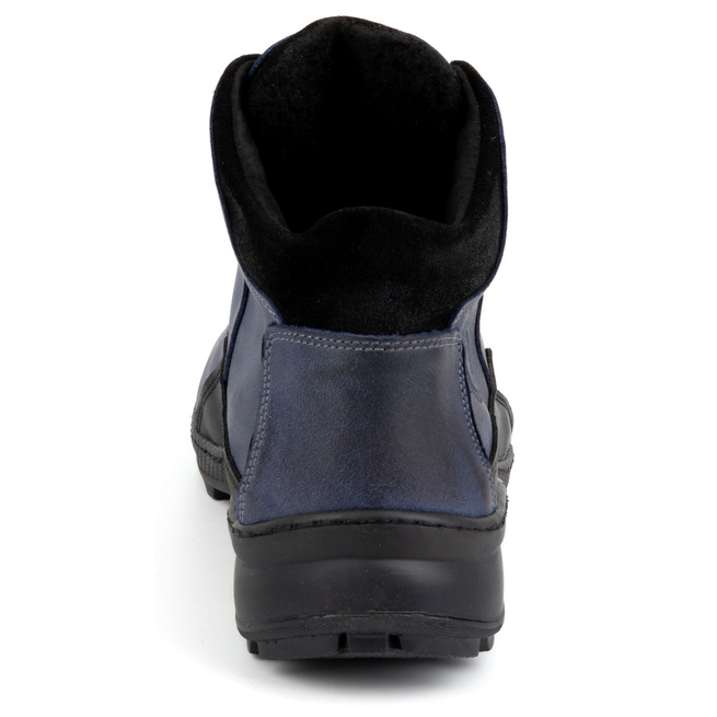 Pánské zimní kožené boty 903K navy blue